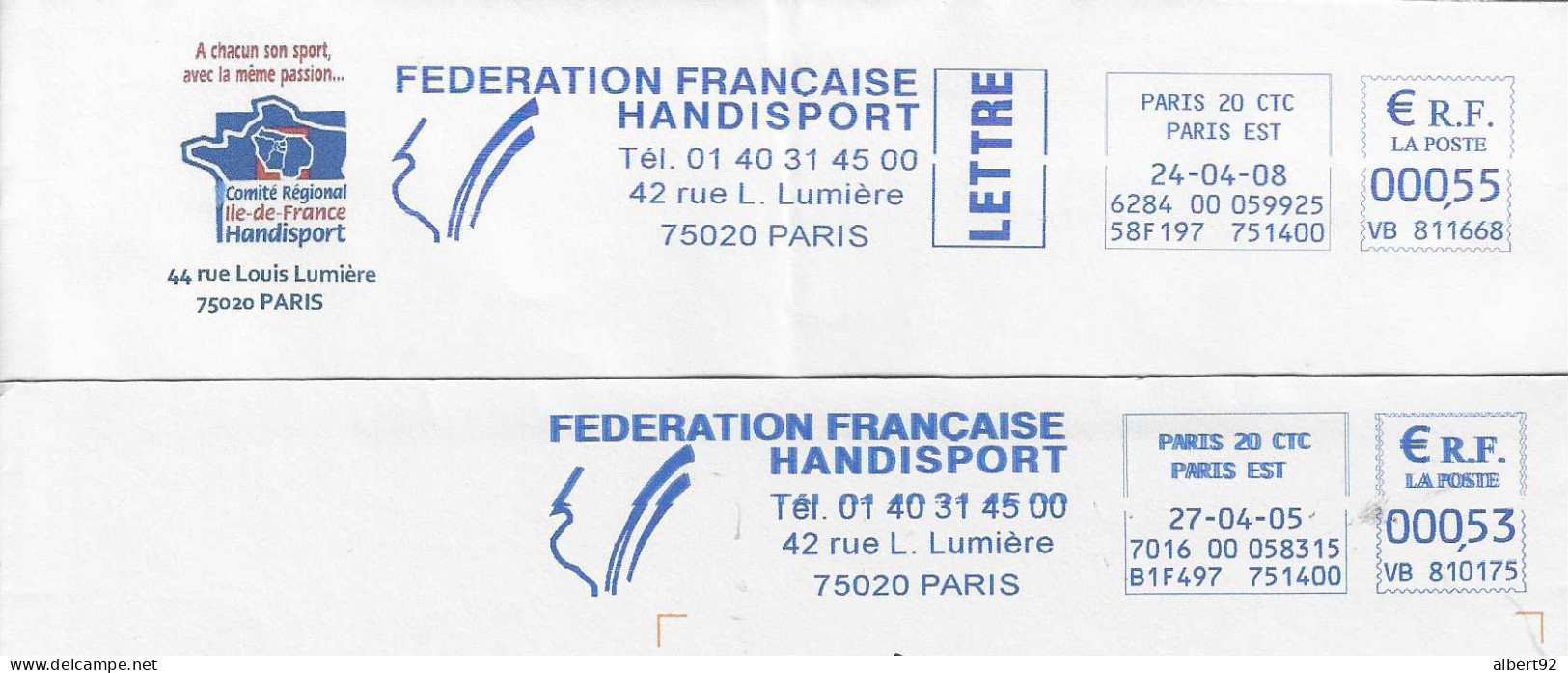 2005/08 Deux EMA De La Fédération Française Handisport (n° VB 811668 / VB 810175) - Sport Voor Mindervaliden