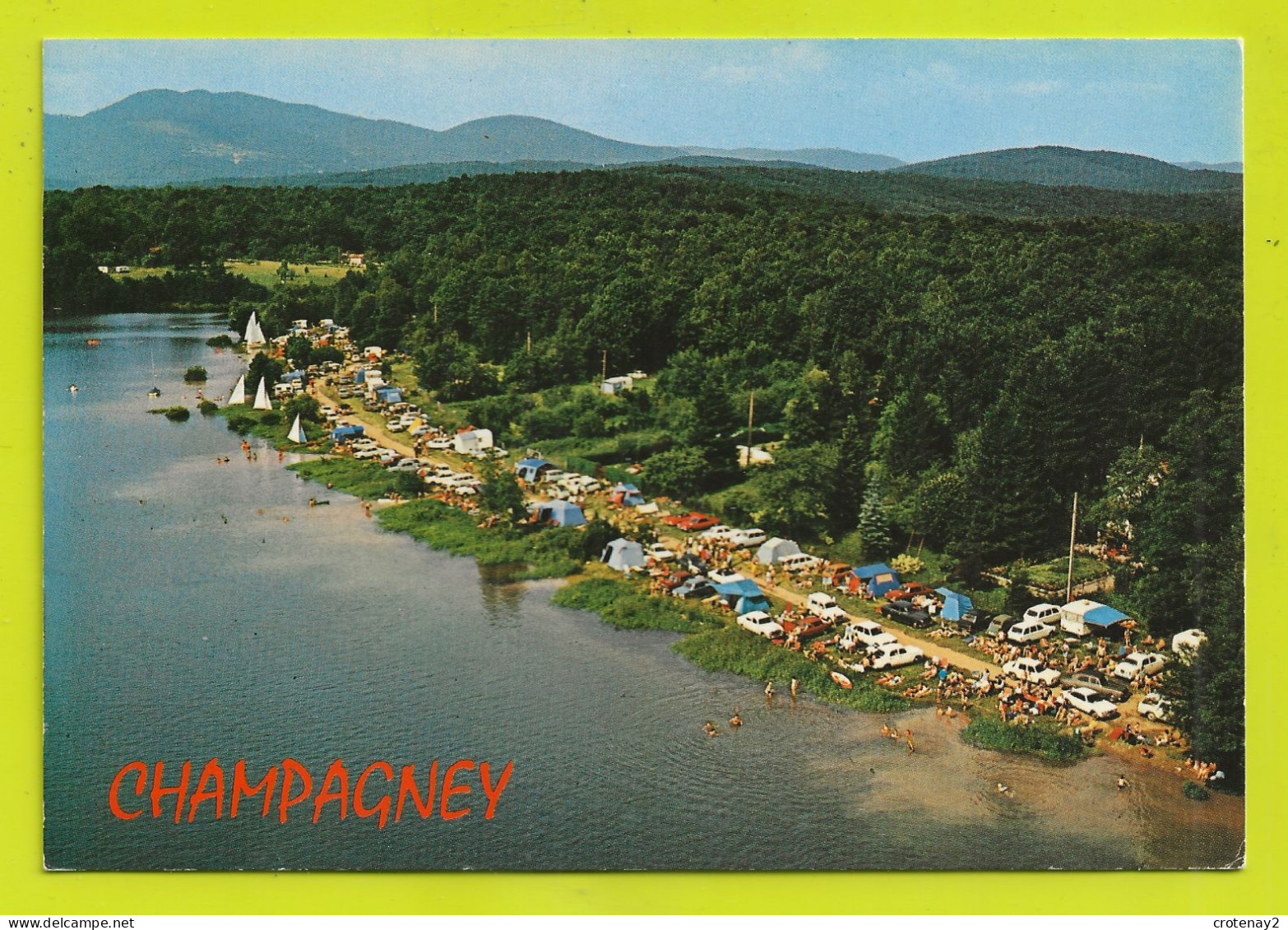 70 CHAMPAGNEY Le Bassin La Plage Camping Tentes Voitures VOIR ZOOM Renault 4L Camionnette VOIR DOS - Champagney