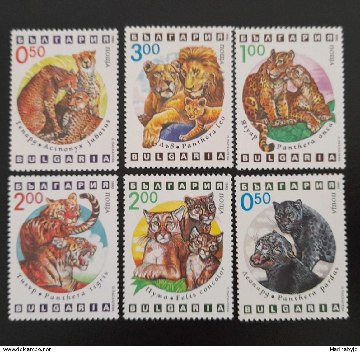 SL) 1992 BULGARIA WILDLIFE ANIMALS LION TIGER FELINES MNH - Sonstige & Ohne Zuordnung