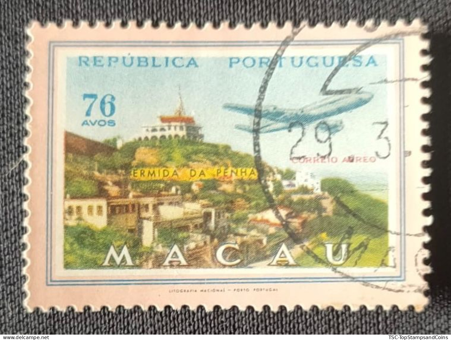 MAC6717U3 - Air Mail - Views Of Macau - 76 Avos Used Stamp - Macau 1960 - Used Stamps