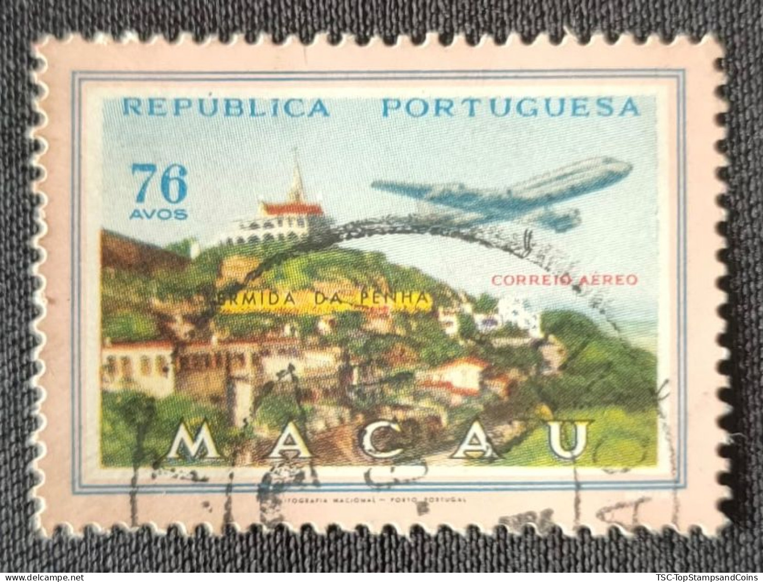 MAC6717U4 - Air Mail - Views Of Macau - 76 Avos Used Stamp - Macau 1960 - Gebruikt