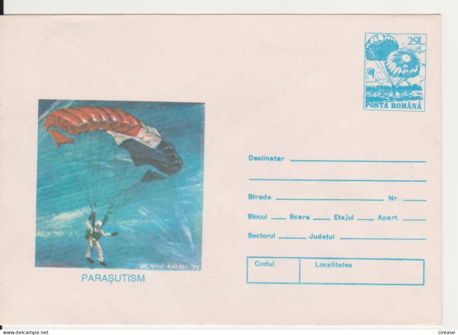 PARACHUTTING ROMANIA POSTAL STATIONERY - Paracaidismo