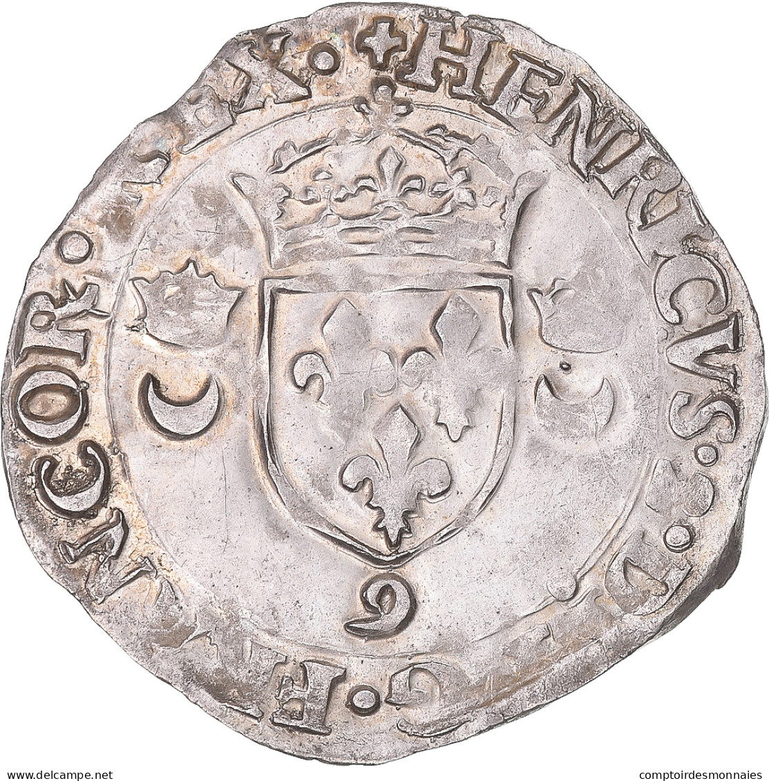 Monnaie, France, Henri II, Douzain Aux Croissants, 1552, Rennes, SUP, Argent - 1547-1559 Enrico II