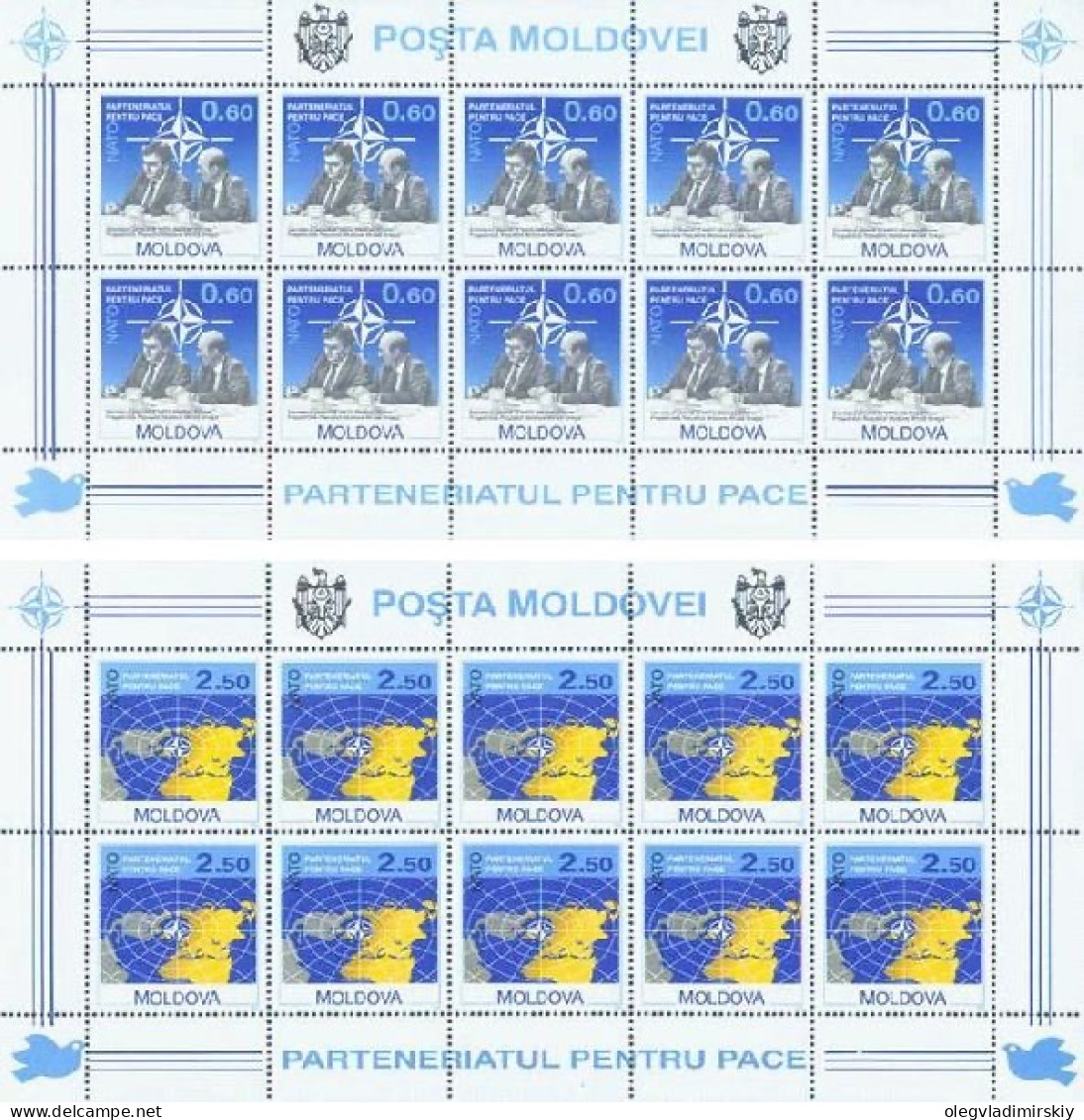 Moldova 1994 NATO Partnership For Peace Set Of 2 Sheetlets Mint - NATO