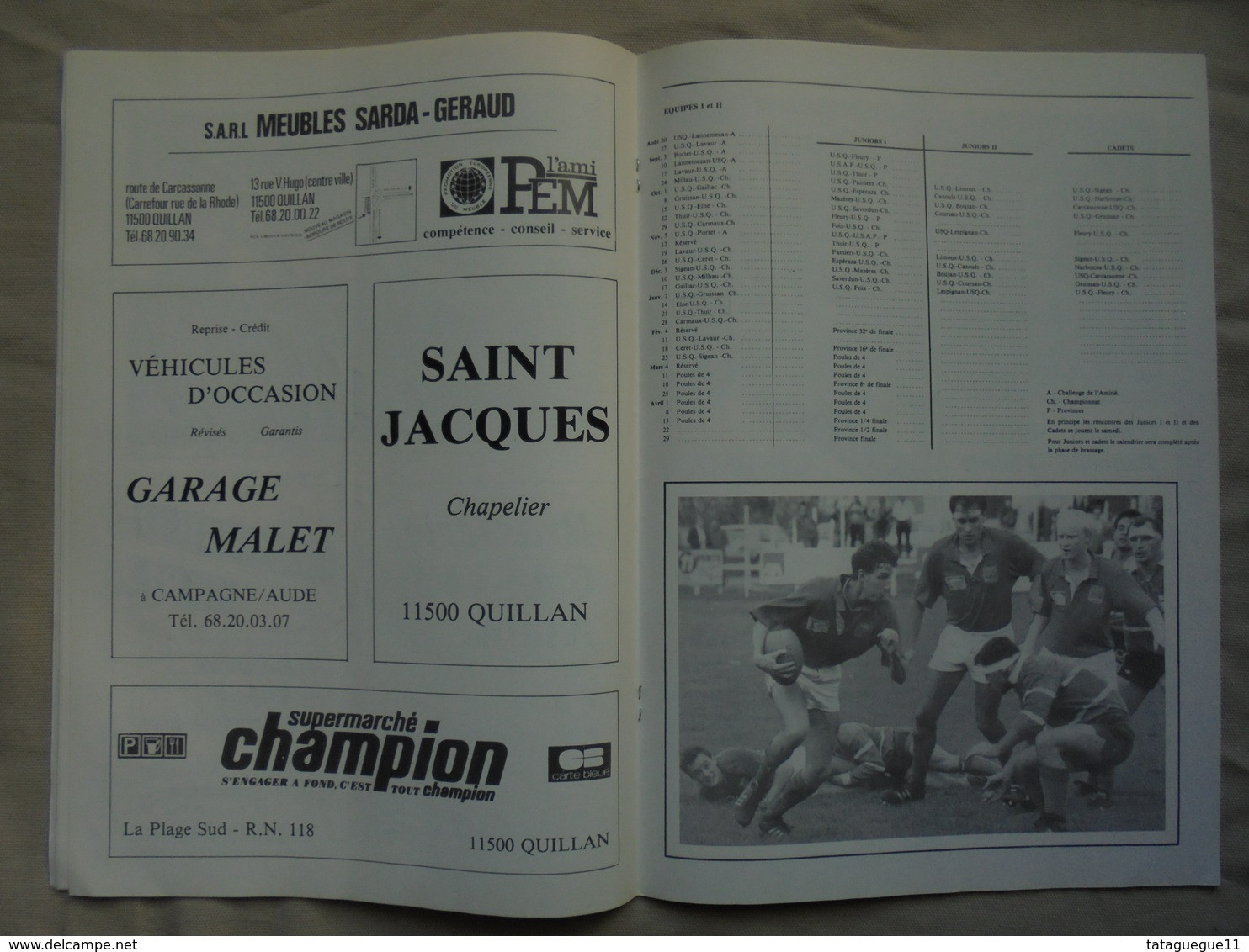 Ancien - Livret USQ Union Sportive Quillanaise Rugby Haute-Vallée De L'Aude 1989/1990 - Rugby