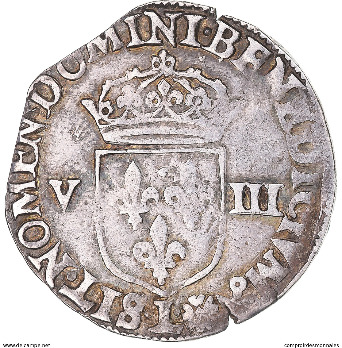 Monnaie, France, Henri IV, 1/8 Ecu, 1597, Bayonne, 3rd Type, TB+, Argent - 1589-1610 Hendrik IV