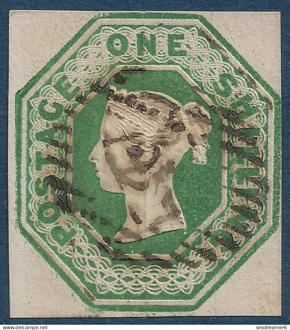 Grande Bretagne N°7 1 Shilling Vert PL 2 Obliteration Légère Ovale 24 Relief Très Marqué, Très Frais & SUPERBE Ainsi ! - Usados