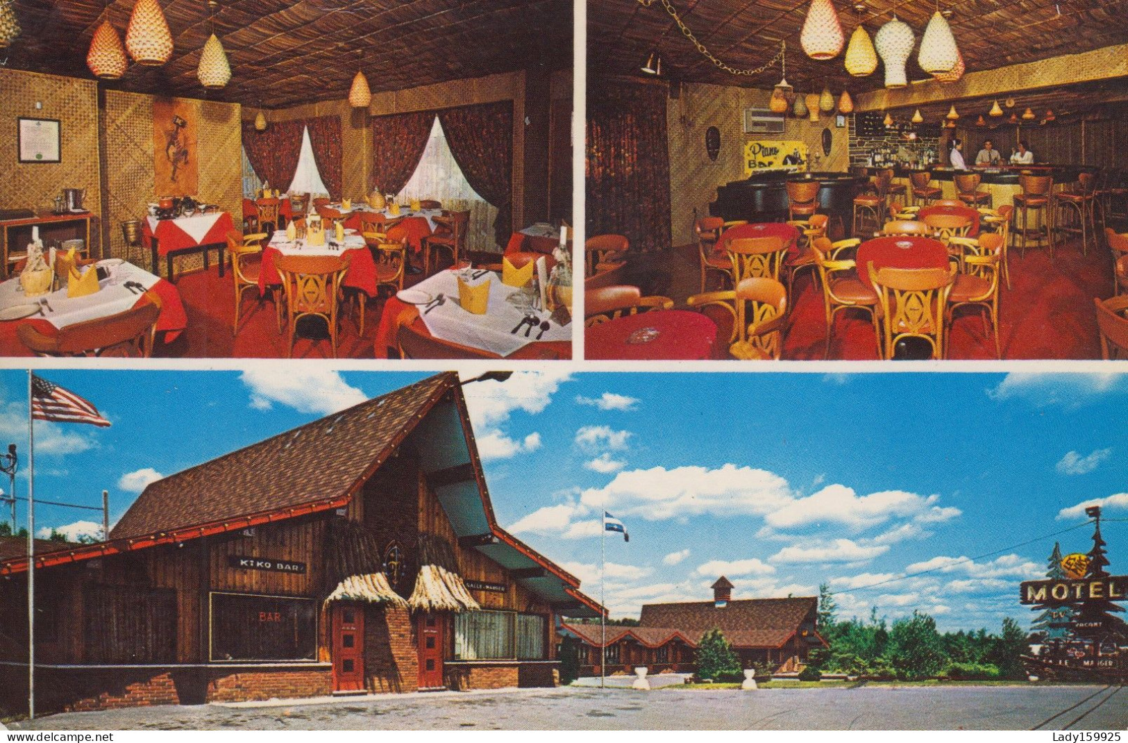 Motel Les Pins Enr. Granby  Québec Canada. Vintage Style Polynésien Auvent En Paille, Mur Plafond En Bambou, Tapis Rouge - Granby