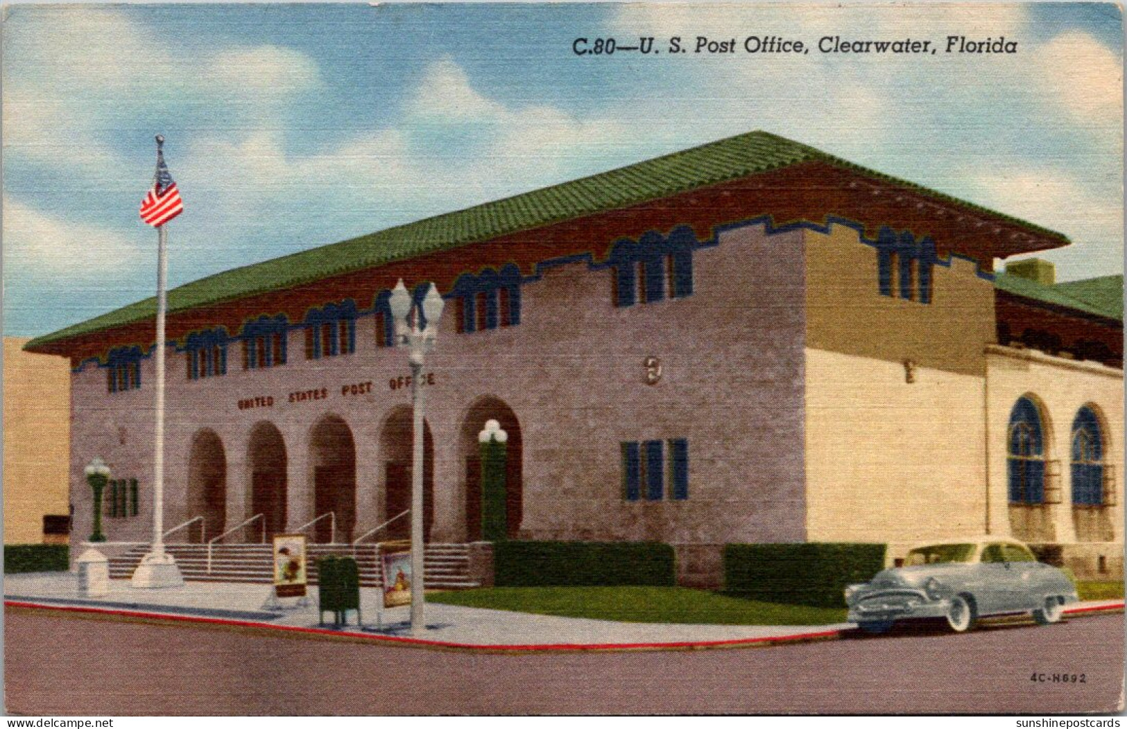 Florida Clearwater Post Office Curteich - Clearwater