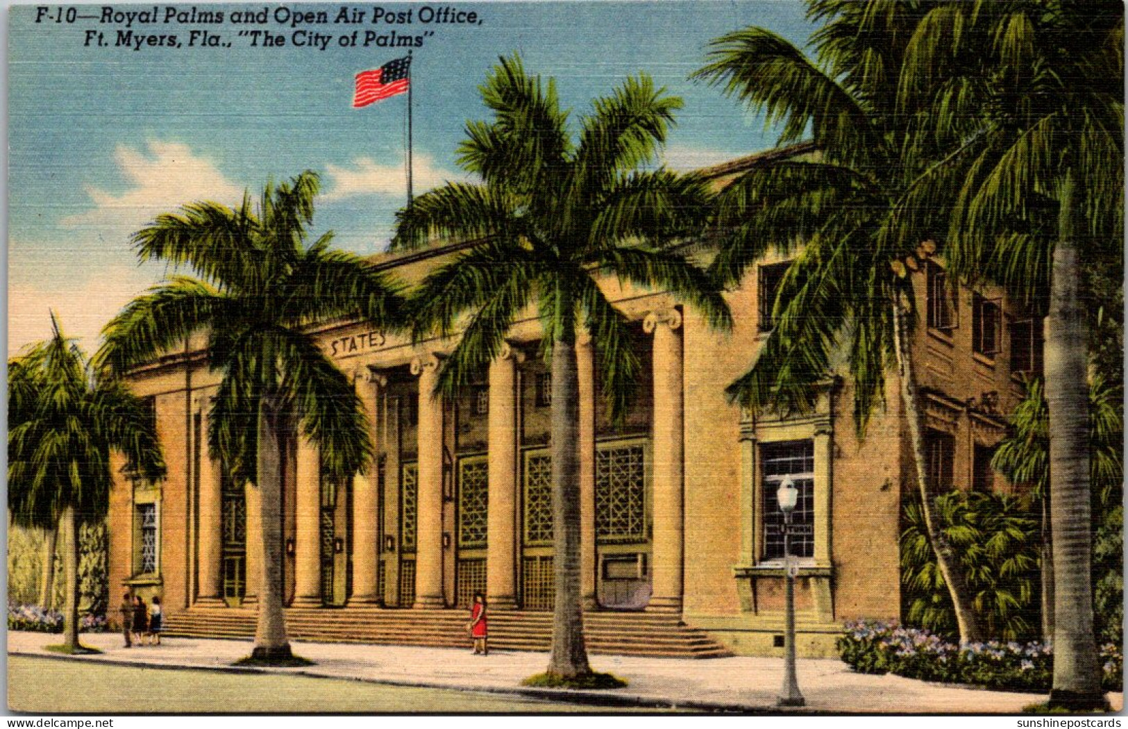 Florida Fort Myers Royal Palms And Open Air Post Office Curteich - Fort Myers