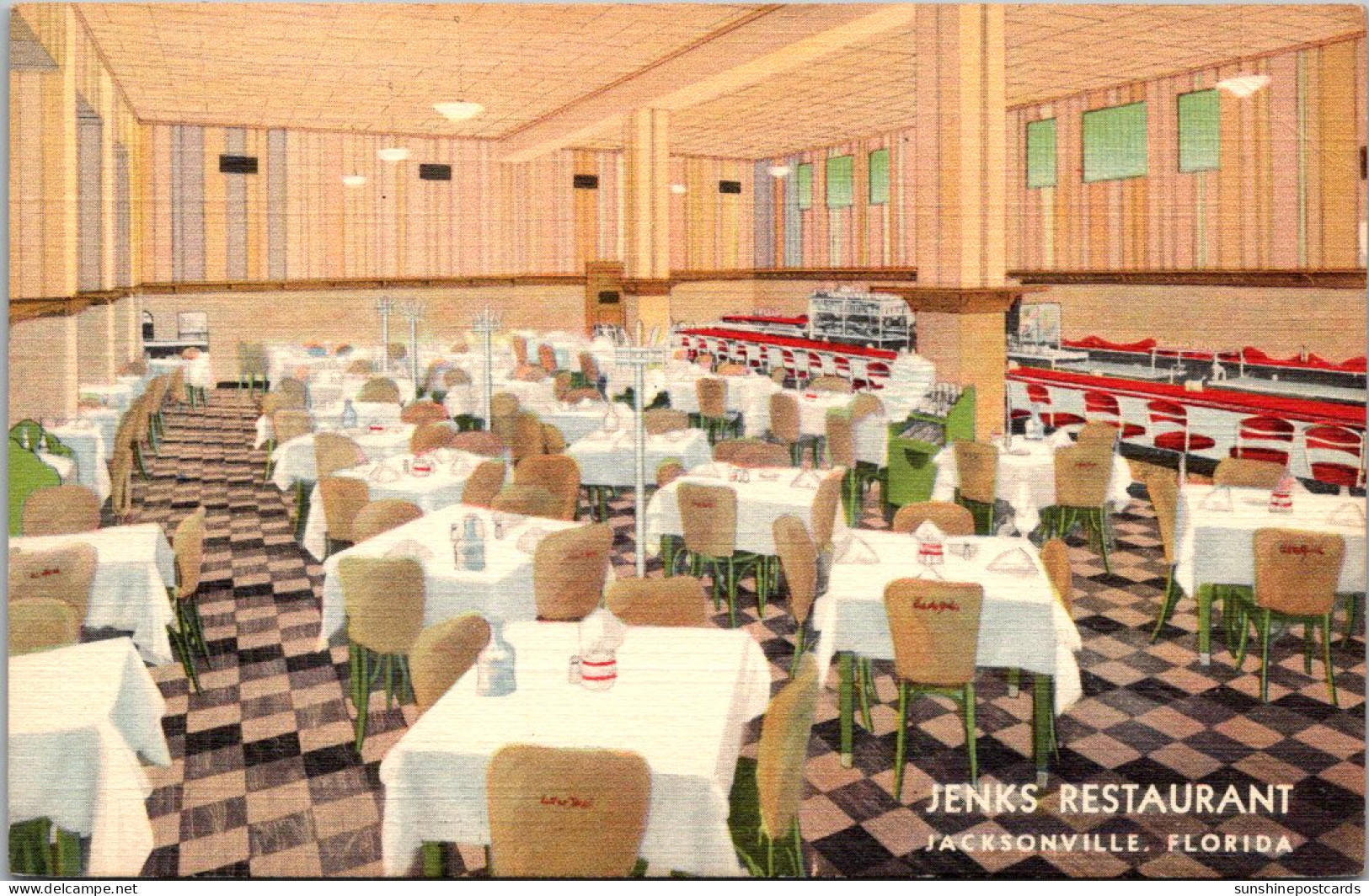 Florida Jacksonville Jenks Restaurant Interior Curteich - Jacksonville