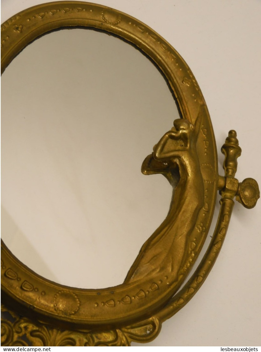 -JOLI MIROIR à POSER LAITON Style ART NOUVEAU années 70/80 déco XXe  E