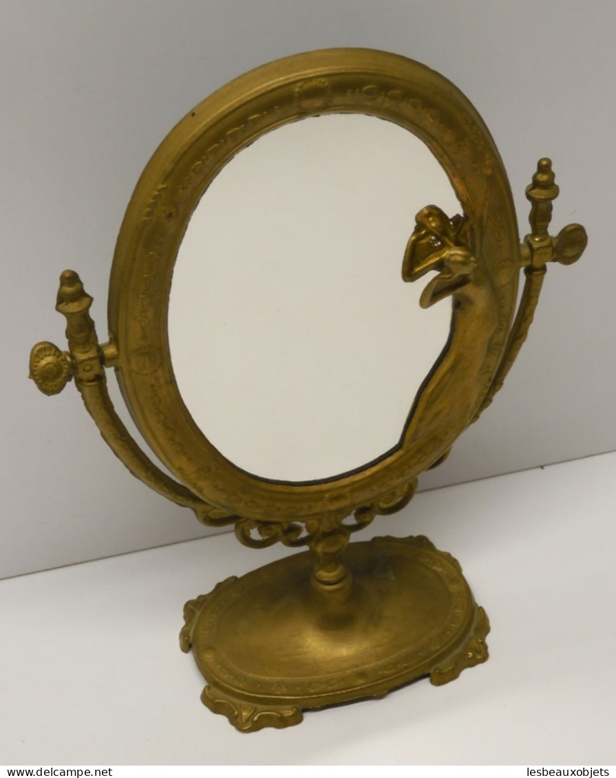 -JOLI MIROIR à POSER LAITON Style ART NOUVEAU années 70/80 déco XXe  E