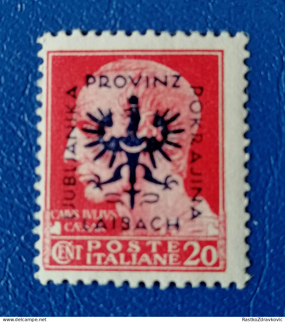 LAIBACH+Posta Italiane 20 Cent. OVER PRINT LJUBLJANSKA POKRAJINA PROVINZ LAIBACH - Stamped Stationery