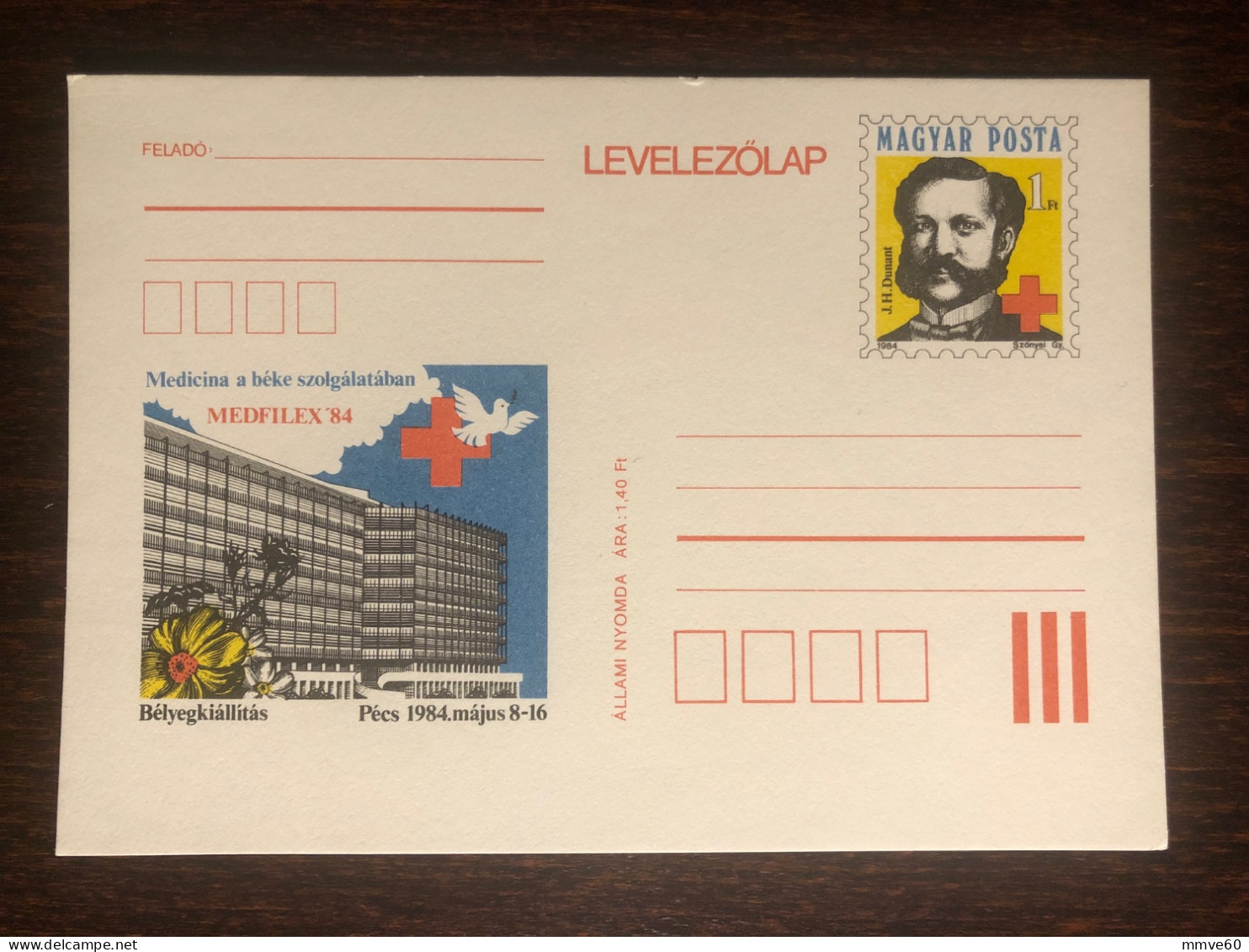 HUNGARY OFFICIAL CARD 1984 YEAR RED CROSS DUNANT HEALTH MEDICINE - Cartas & Documentos
