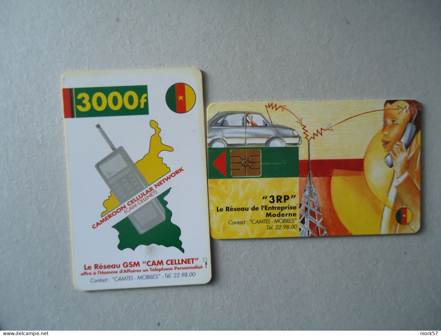 CAMEROON  USED CARDS  PAINTING 5000F  BACK SIDE CARS - Kamerun