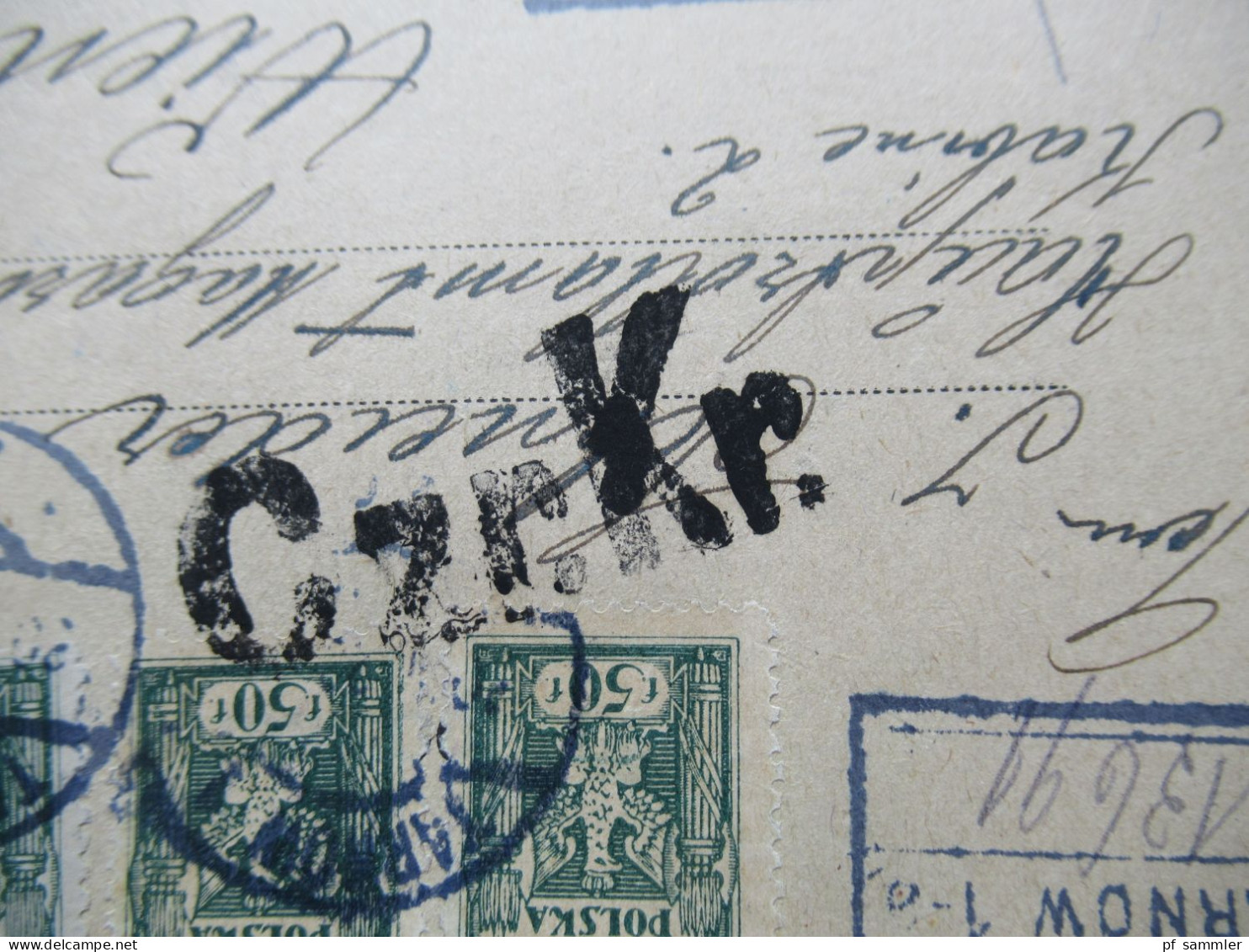 Österreich / Polen Ehem. Österr. Verwaltungsgebiet 1920 R-Zettel Als Stempel Tarnow 1 Und Zensurstempel Czr.Kr. KuK Feld - Enteros Postales