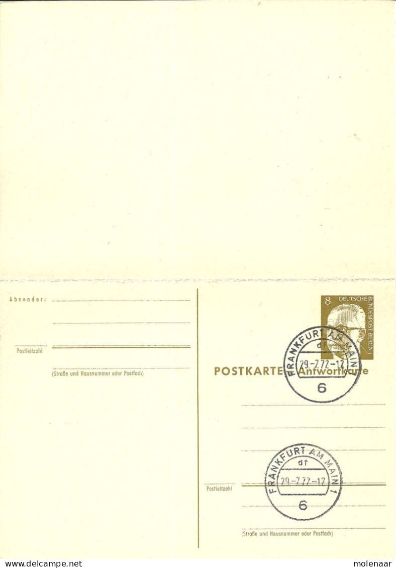 Duitsland - Berlijn - Postwaardestukken Briefkaart Met Antwoord Heinemann 8pfg Olivbraun 29-7-77 (11062) - Postcards - Used