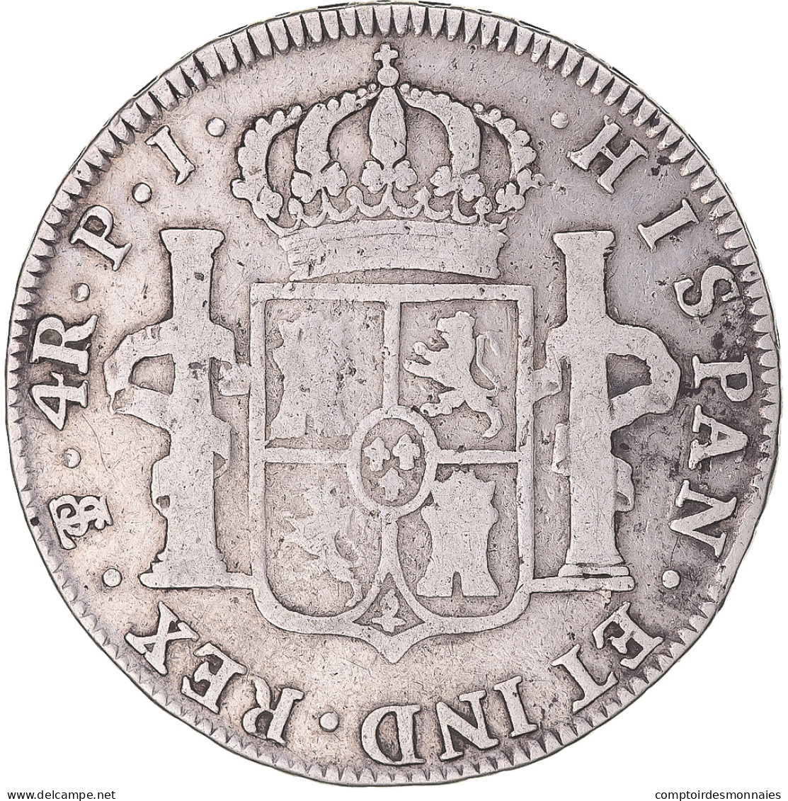 Monnaie, Bolivie, Charles IV, 4 Réales, 1808, Potosi, TB, Argent, KM:431.1 - Bolivie