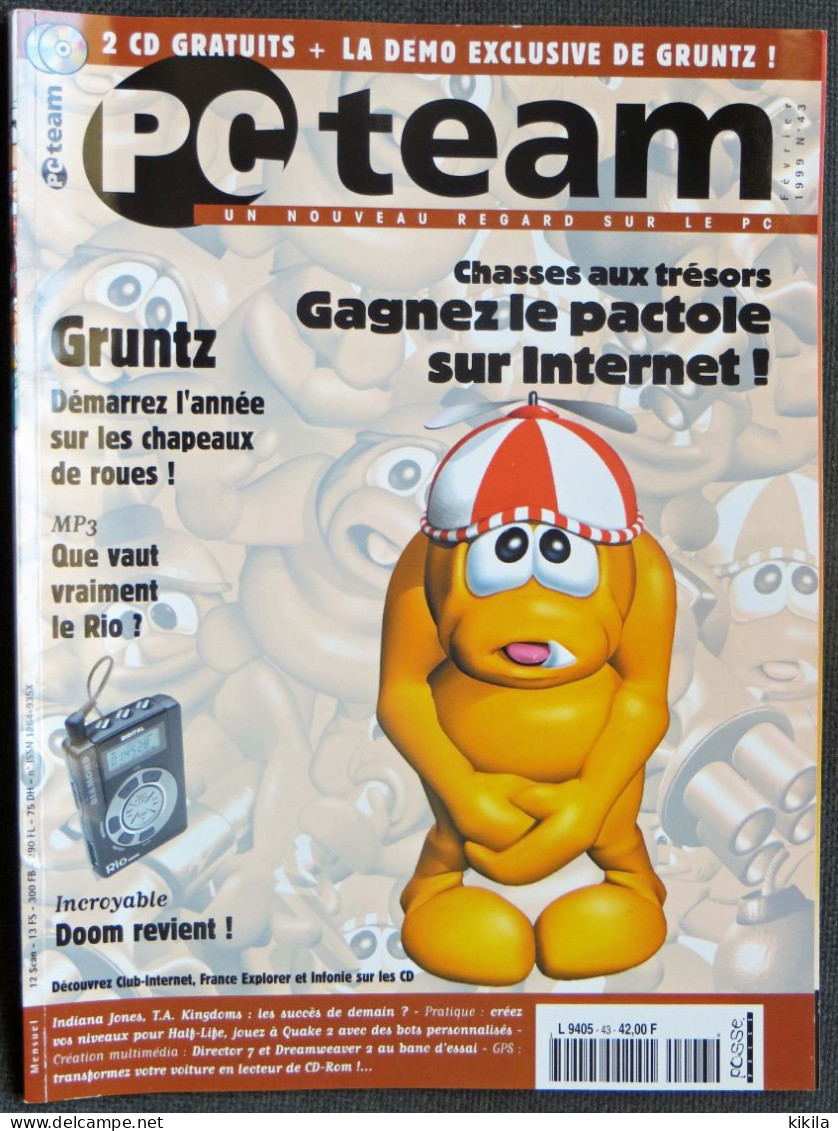 Journal Revue Informatique PC TEAM N° 43 Février 1999 Grunz - MP3 Que Vaut Vraiement Le Rio - Doom Revient * - Informatik