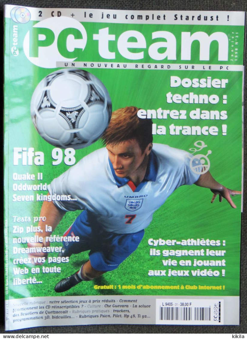 Journal Revue Informatique PC TEAM N° 31 Janvier 1998 Fifa 98 - Techno: Entrez Dans La Trance - Cyber-athlètes - * - Informatique