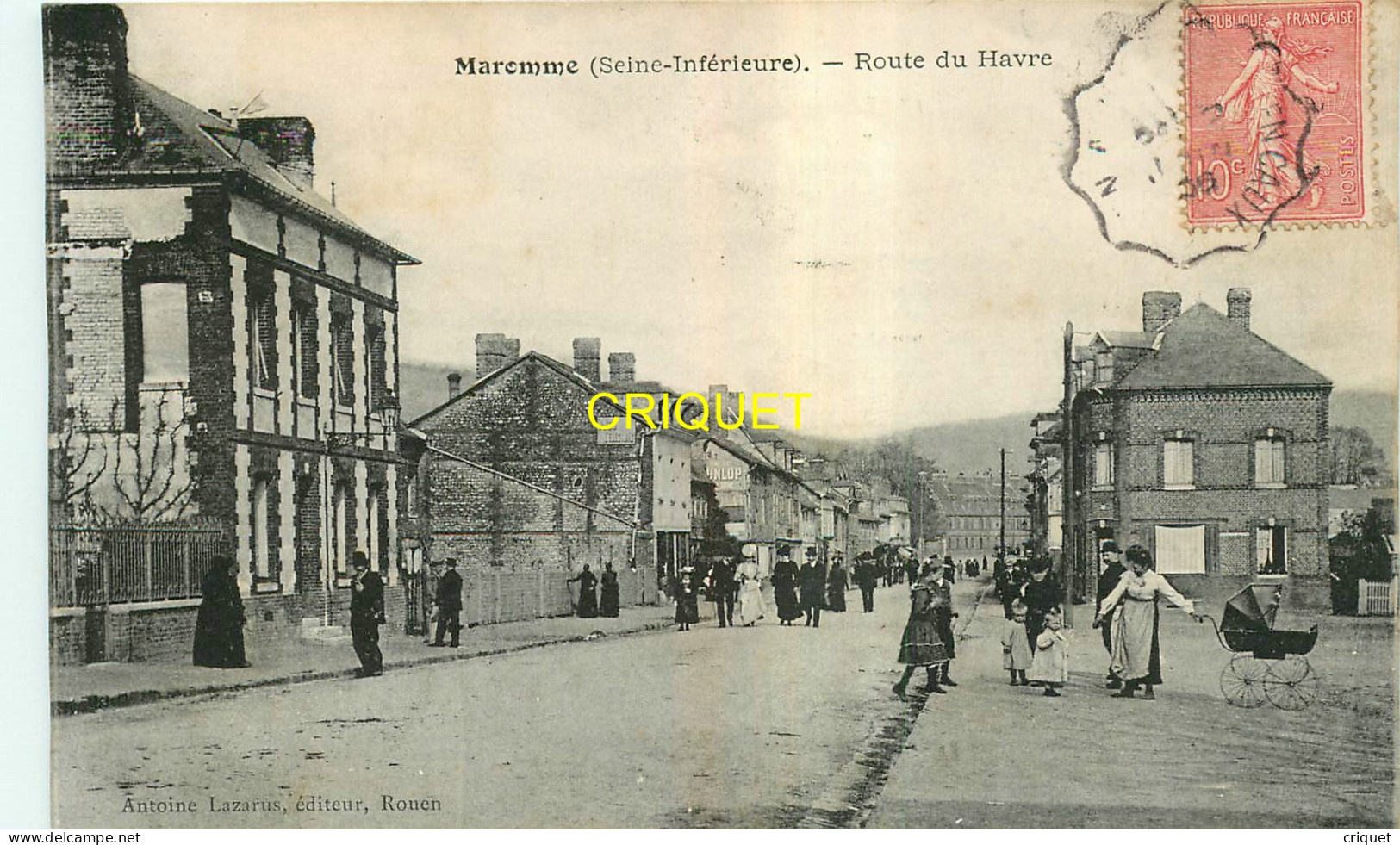 76 Maromme, Route Du Havre, Belle Animation, Femme Avec Vieux Landeau ..., Affranchie Ambulant 1905 - Maromme