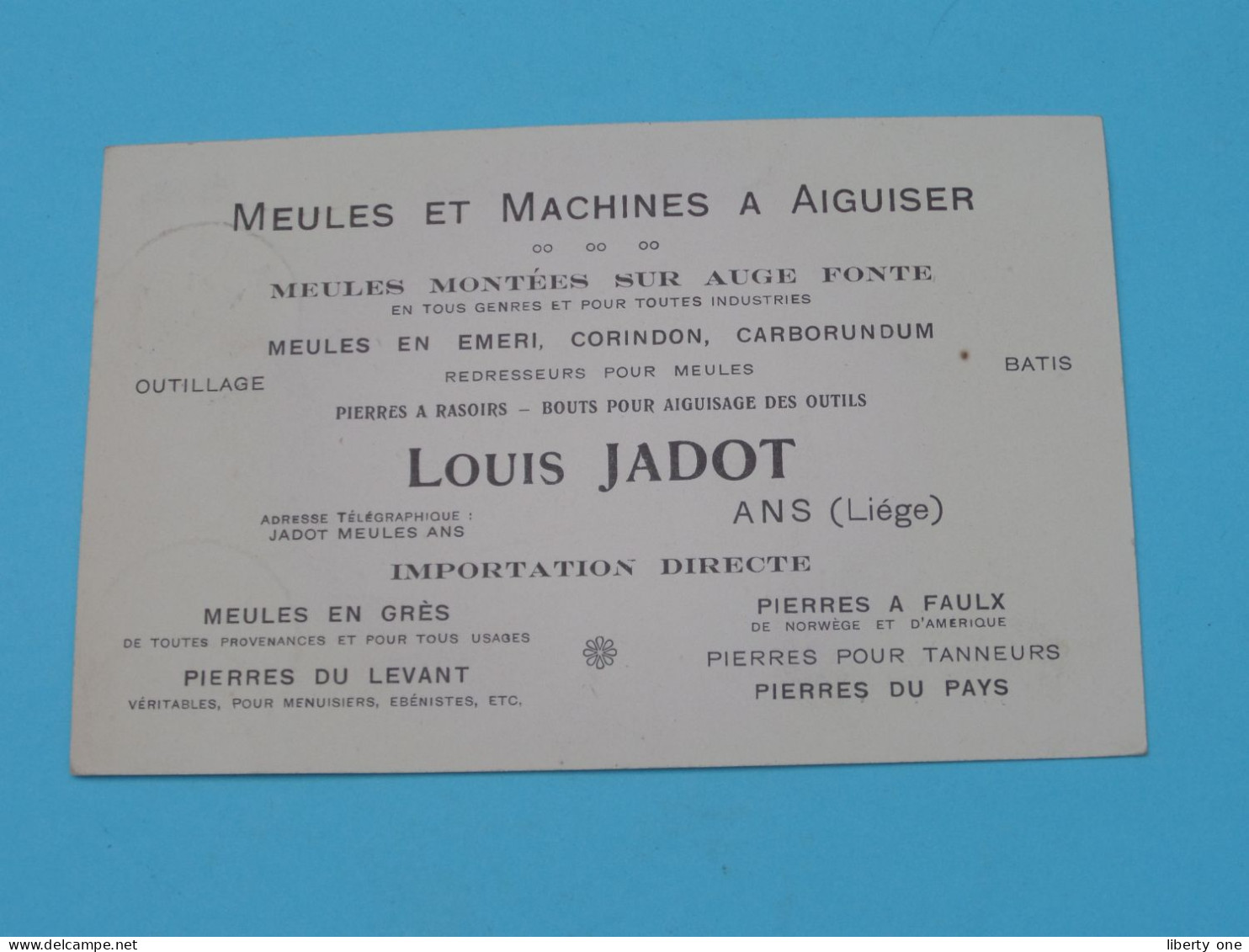 Meubles Et Machines A Aiguiser LOUIS JADOT Ans (Liège) > ( See / Voir SCANS ) Carte Publi - Anno 192? > Aerschot ! - Ans