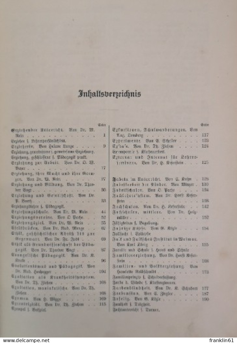 Enzyklopädisches Handbuch der Pädagogik. Bände: I.; II. und II.Band.