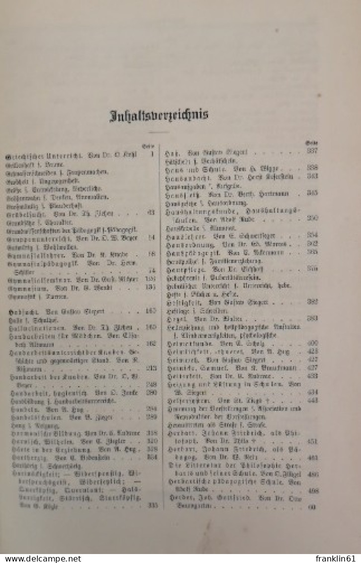 Enzyklopädisches Handbuch der Pädagogik. Bände: I.; II. und II.Band.