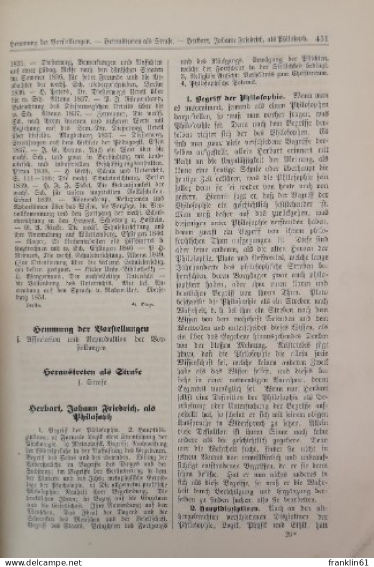 Enzyklopädisches Handbuch der Pädagogik. Bände: I.; II. und II.Band.