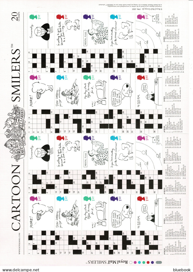 Ref 1619 -  GB 2003 Crossword Cartoons - Smiler Sheet MNH Stamps SG LS13 - Personalisierte Briefmarken