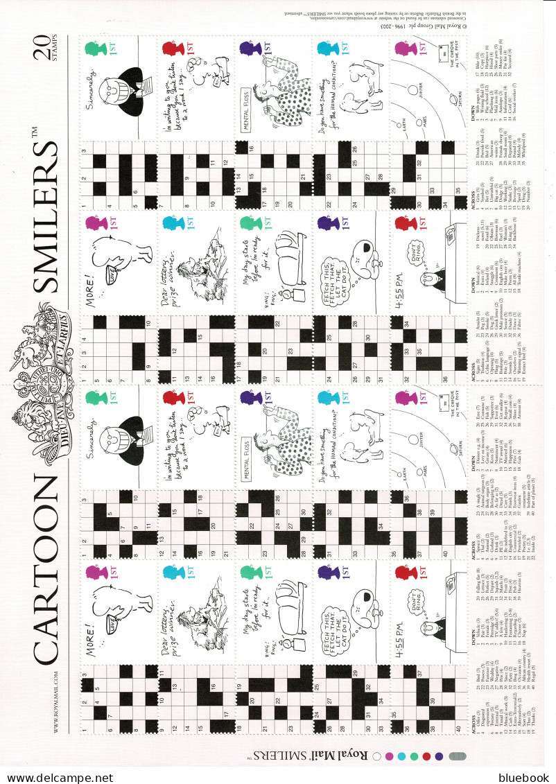 Ref 1619 -  GB 2003 Crossword Cartoons - Smiler Sheet MNH Stamps SG LS13 - Smilers Sheets