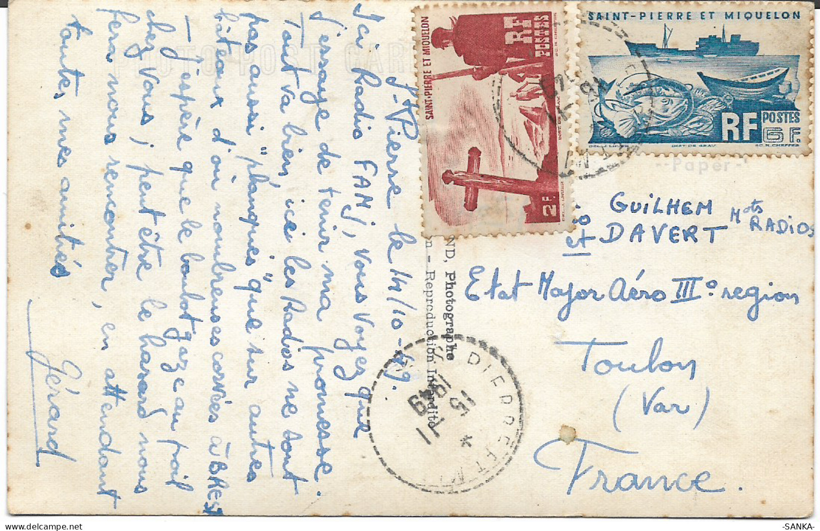 CARTE 1949  -ST PIERRE ET MIQUELON-TIMBRES  N° 334 N° 339-PRIX 4.20 €PORT LETTRE VERTE INCLUS - Oblitérés