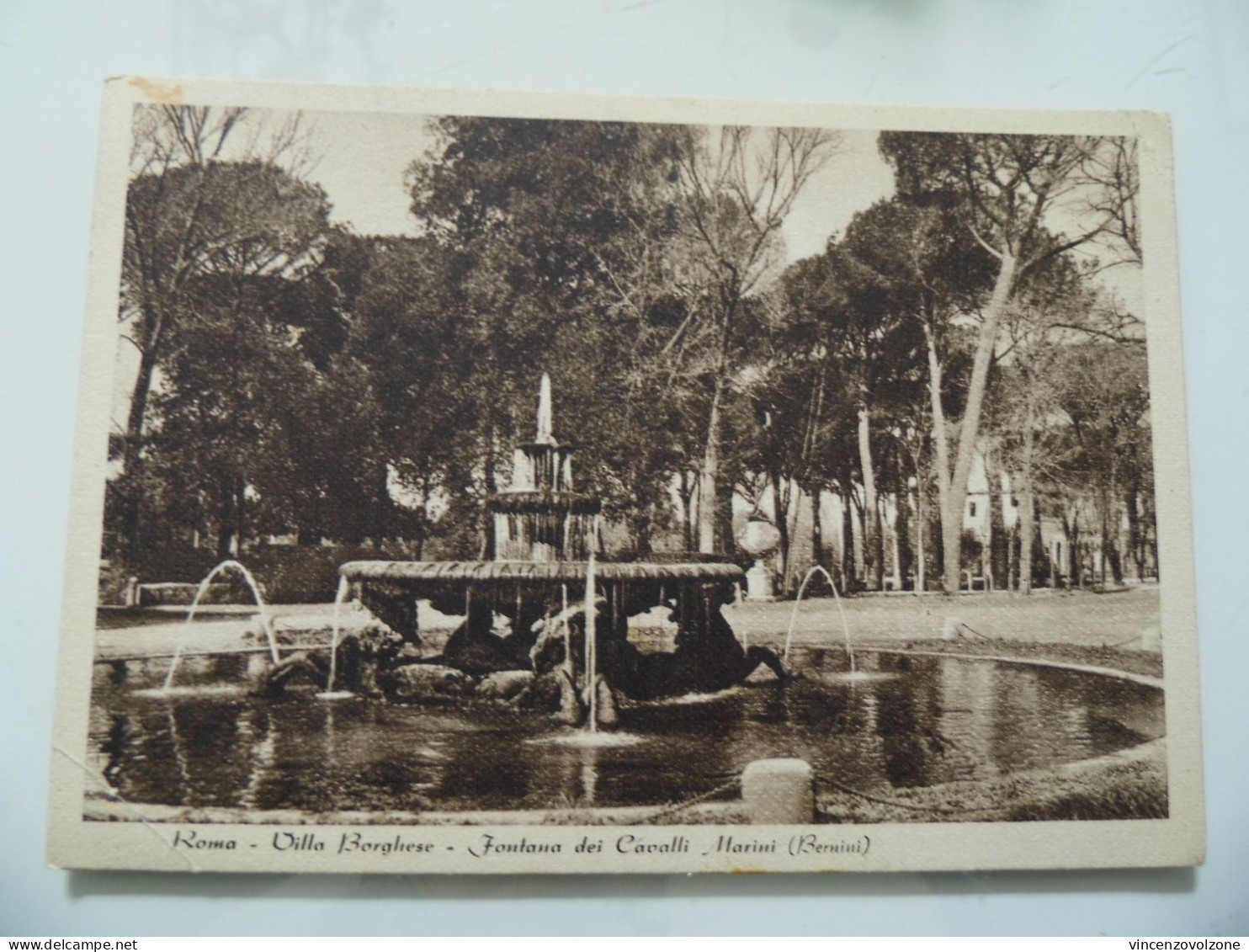 Cartolina Viaggiata "ROMA Villa Borghese - Fontana Dei Cavalli ( Bernini )" 1943 - Parchi & Giardini