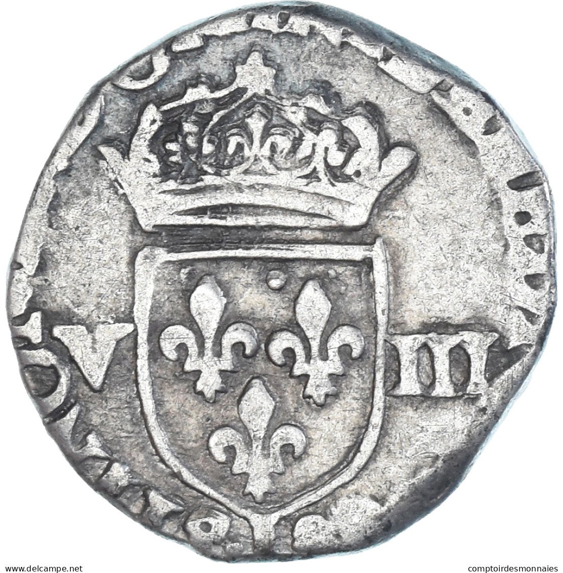 Monnaie, France, Henri III, 1/8 Ecu, 1581, Bayonne, Rogné, TB+, Argent - 1574-1589 Enrique III