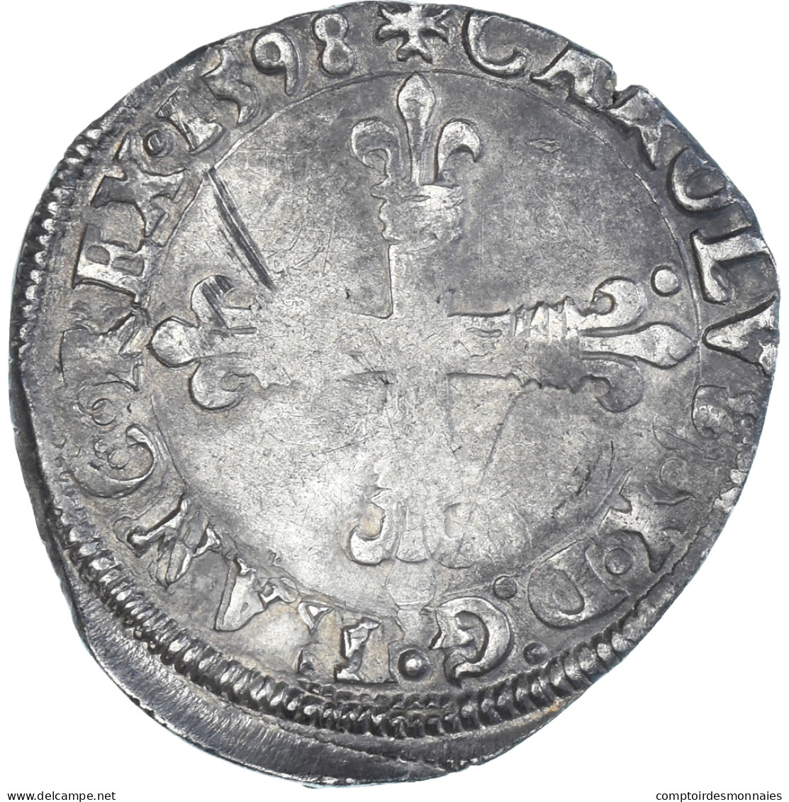 Monnaie, France, Charles X, 1/4 Ecu, 1598, Nantes, TB, Argent, Gadoury:521 - 1589-1610 Henry IV The Great