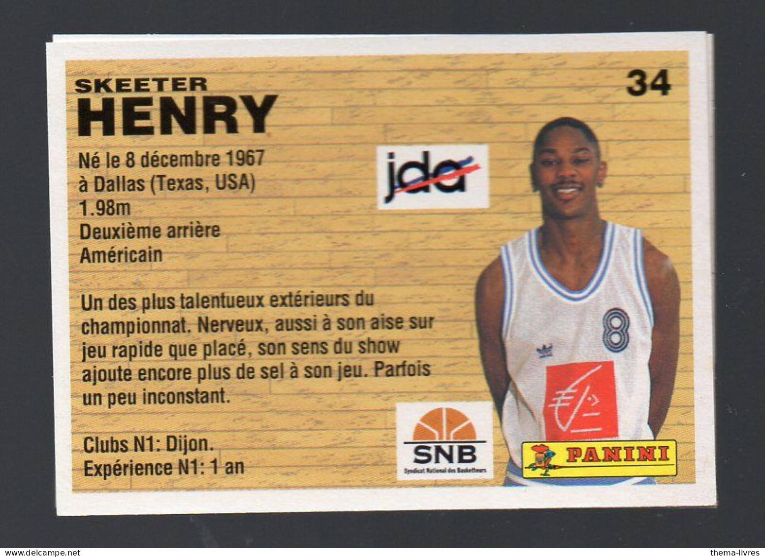 (Basket) Image PANINI 1994 N°34 SKEETER HENRY  (PPP42671B) - Sonstige & Ohne Zuordnung