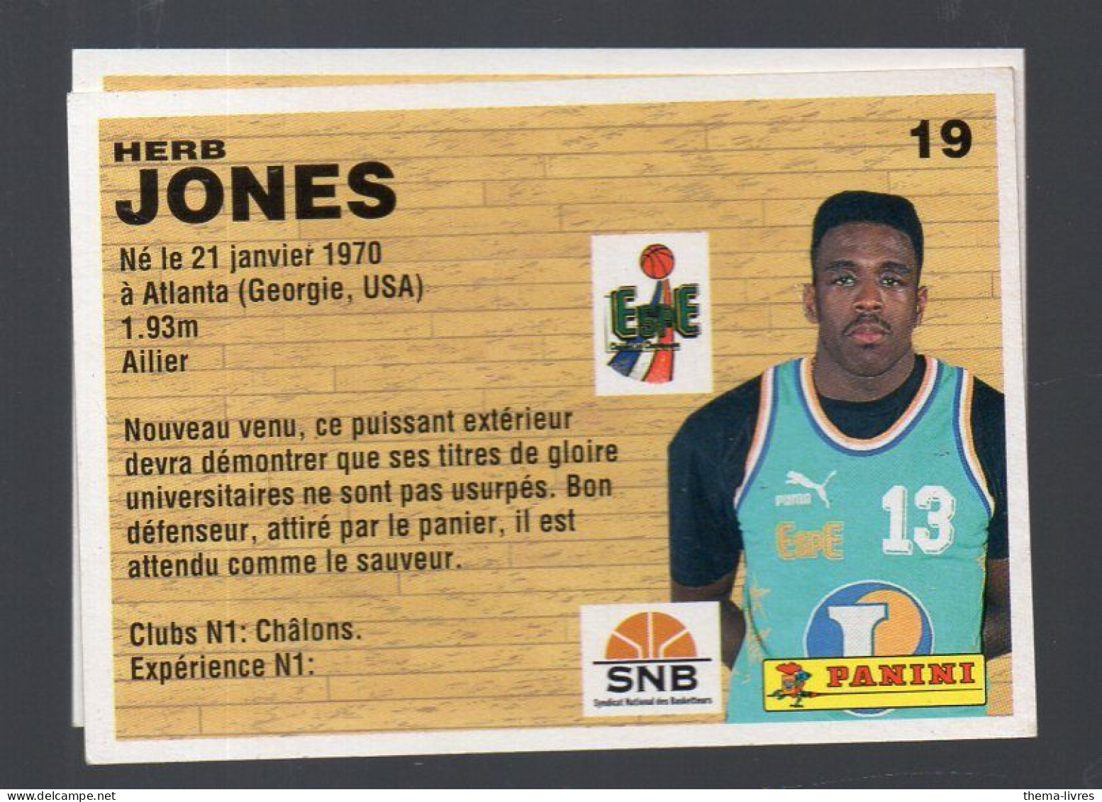 (Basket) Image PANINI 1994 N°19 HERB JONES (PPP42671G) - Other & Unclassified