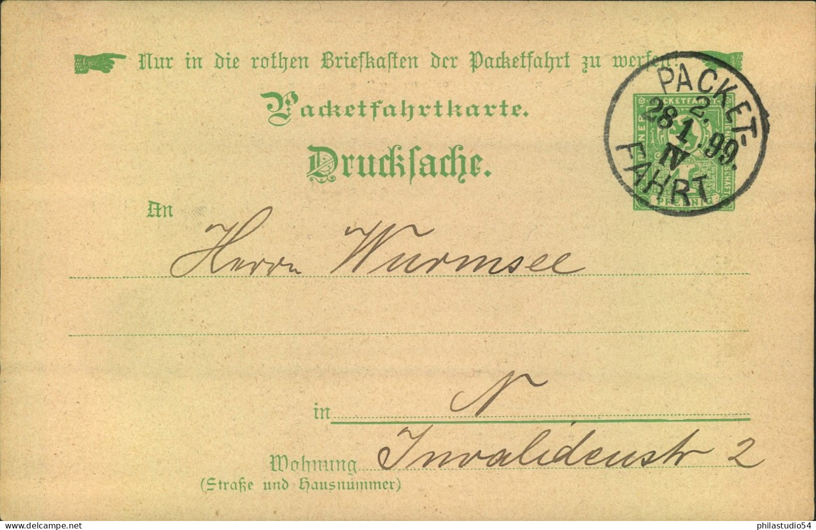 1899, PACKETFART Ganzsachenkarte Als Offerte Der Firma "Pardemann" In Berlin - Privatpost