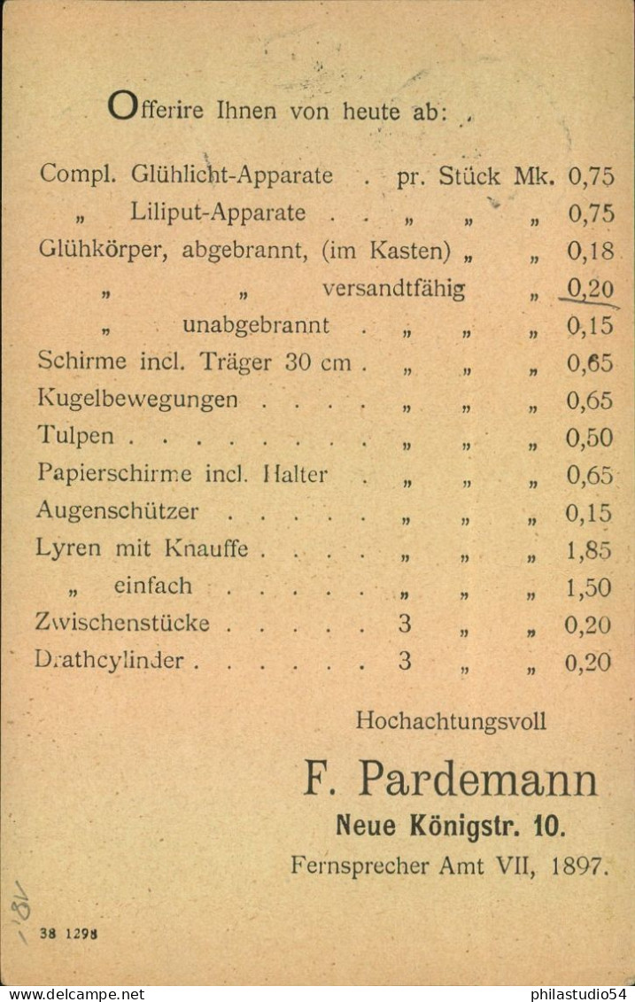 1899, PACKETFART Ganzsachenkarte Als Offerte Der Firma "Pardemann" In Berlin - Private & Local Mails