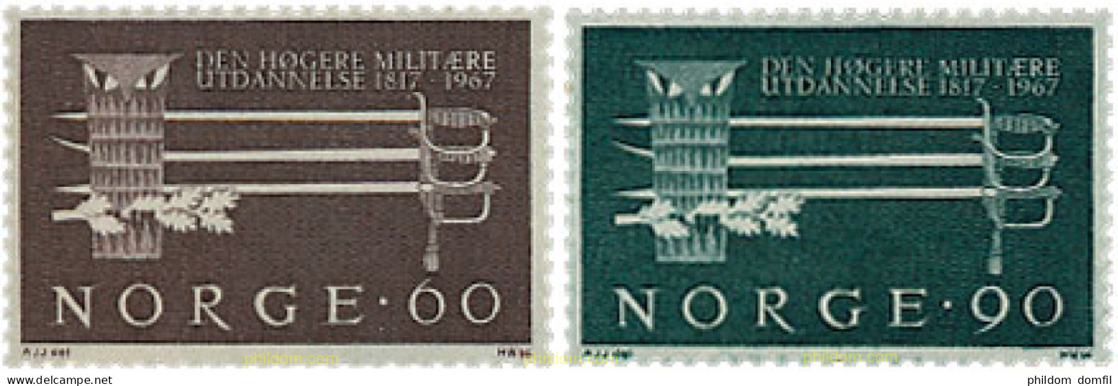 102059 MNH NORUEGA 1967 6 CENTENARIO DE LA ENSEÑANZA SUPERIOR MILITAR - Ungebraucht