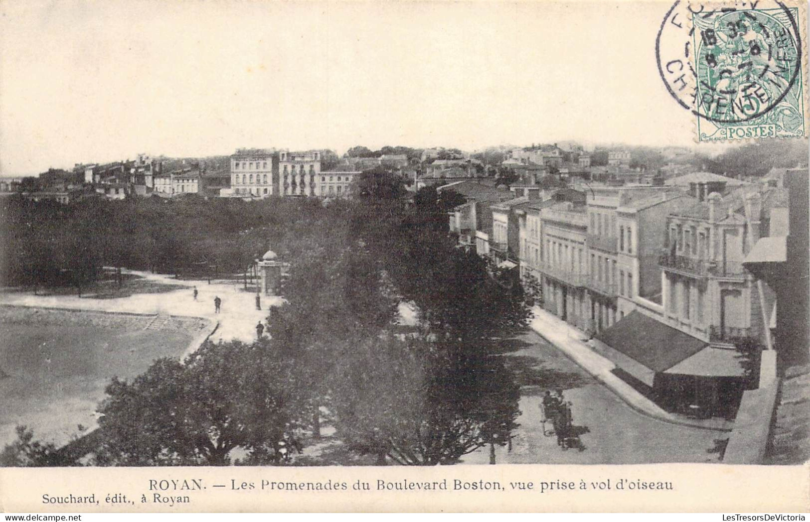 FRANCE - 17 - ROYAN - Les Promenades Du Boulevard Boston Vue Prise à Vol D'oiseau - Carte Postale Ancienne - Royan