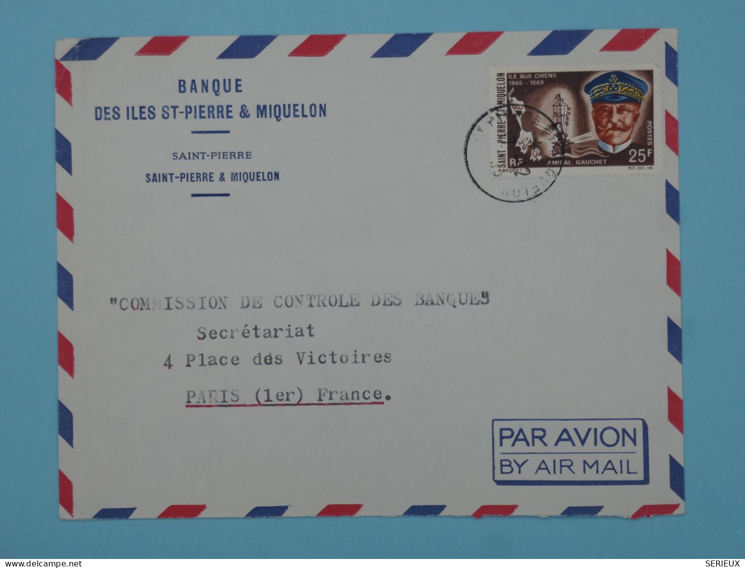BT15  ST PIERRE & MIQUELON  BELLE LETTRE  1966 BANQUE  PAR AVION A PARIS  FRANCE ++AFF. PLAISANT +++ - Brieven En Documenten