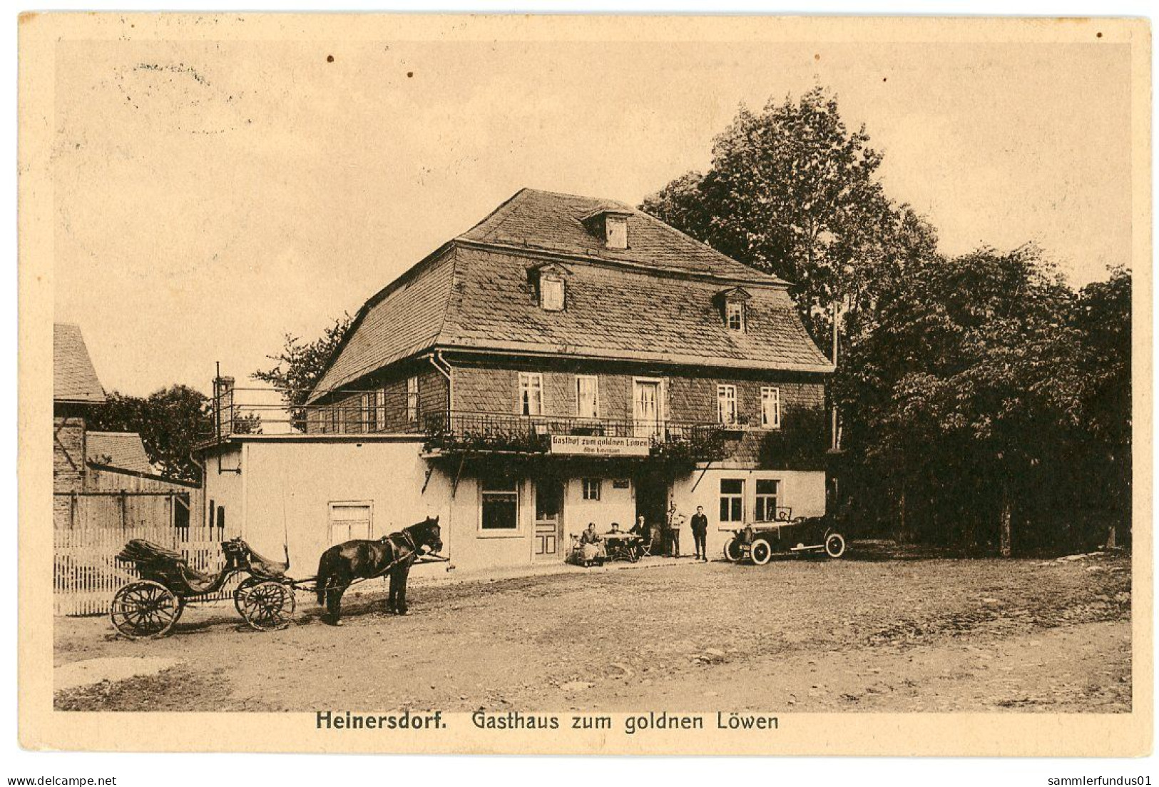 AK/CP Heinersdorf  Gasthaus Zum Goldenen Löwen   Schleiz    Gel/circ. 1928  Erhaltung/Cond. 1-  Nr.1682 - Schleiz