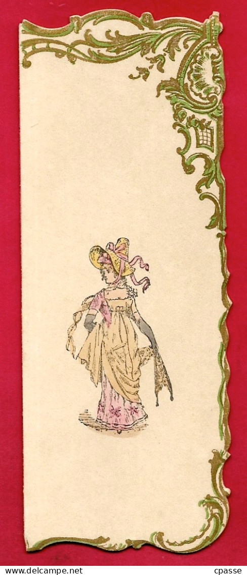 MENU Ancien Ouvrant Illustré : Femme Portant Robe Et Chapeau Mode XIXe - Menus