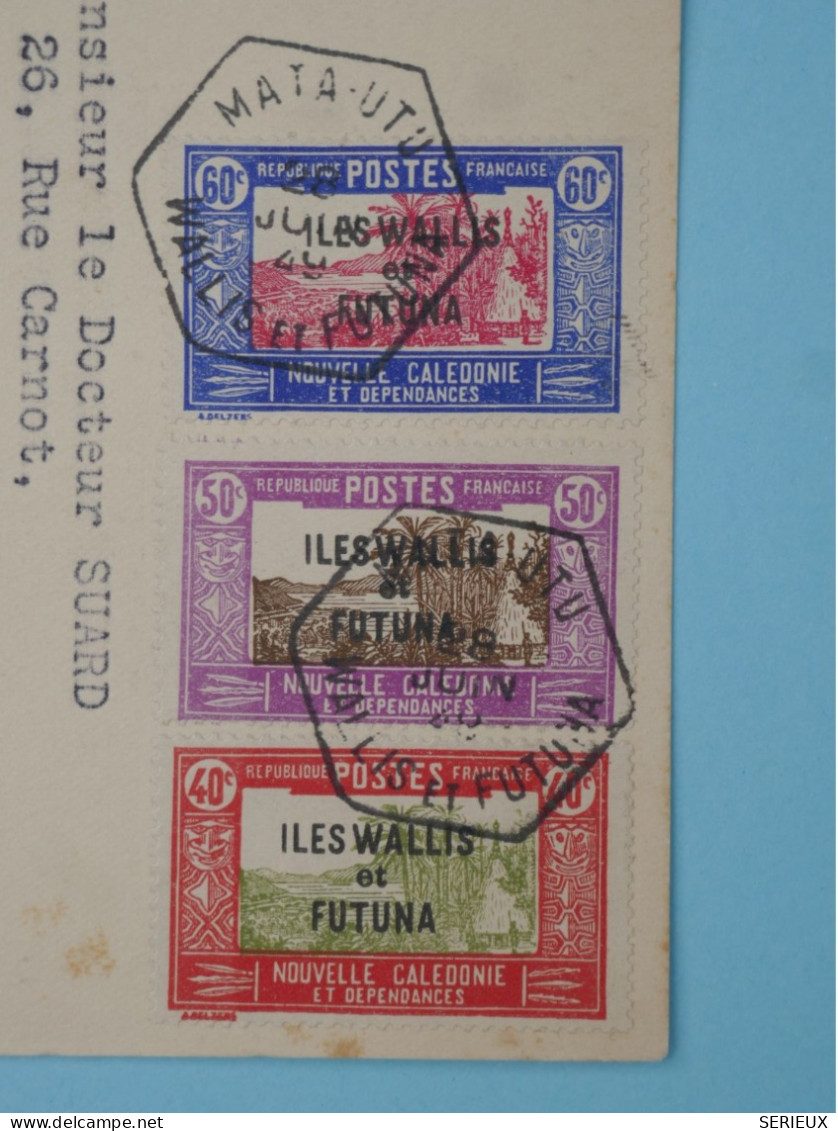 BT15 WALLIS ET FUTUNA  BELLE  CARTE  1949  SURCHARGE HEXAGONAL MATA UTU  A GAP   ++AFF. PLAISANT +++ - Lettres & Documents