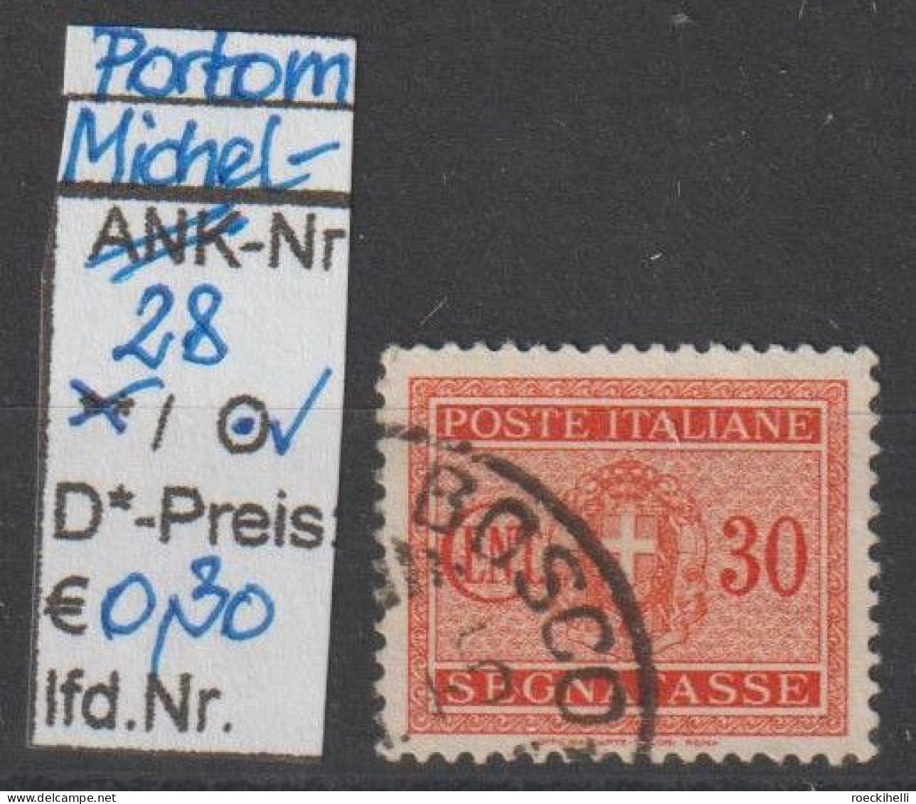 1934 - ITALIEN - Portomarken "Staatswappen M. Liktorenbündel" 30 C Orangerot - O Gestempelt - S.Scan (it 28o Porto) - Postage Due
