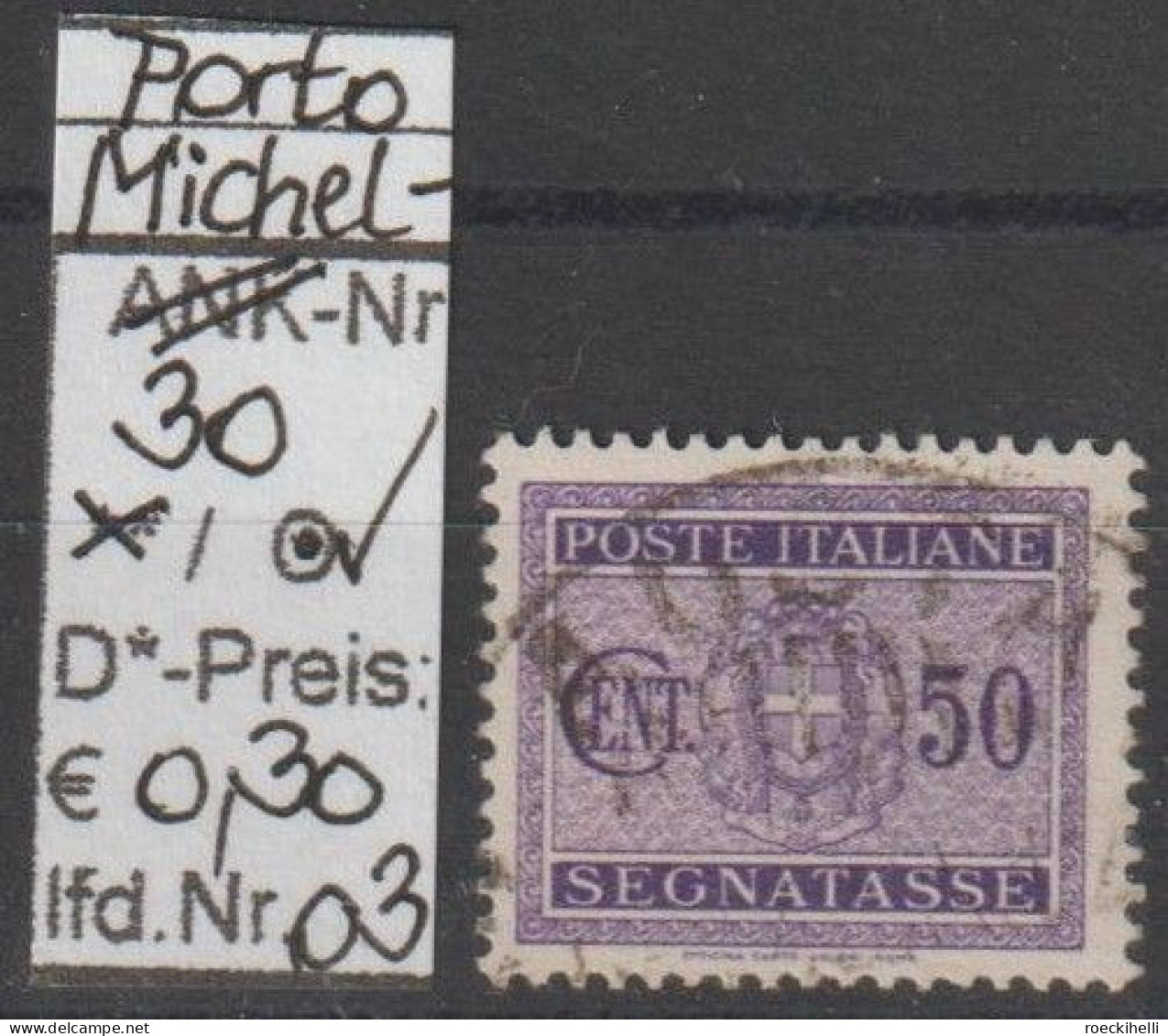 1934 - ITALIEN - Portomarken "Staatswappen M. Liktorenbündel" 50 C Violett - O Gestempelt - S.Scan (it 30o 01-03 Porto) - Postage Due