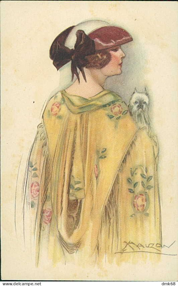MAUZAN SIGNED 1910s  POSTCARD - WOMAN - & DOG - N.126/3 (4507) - Mauzan, L.A.