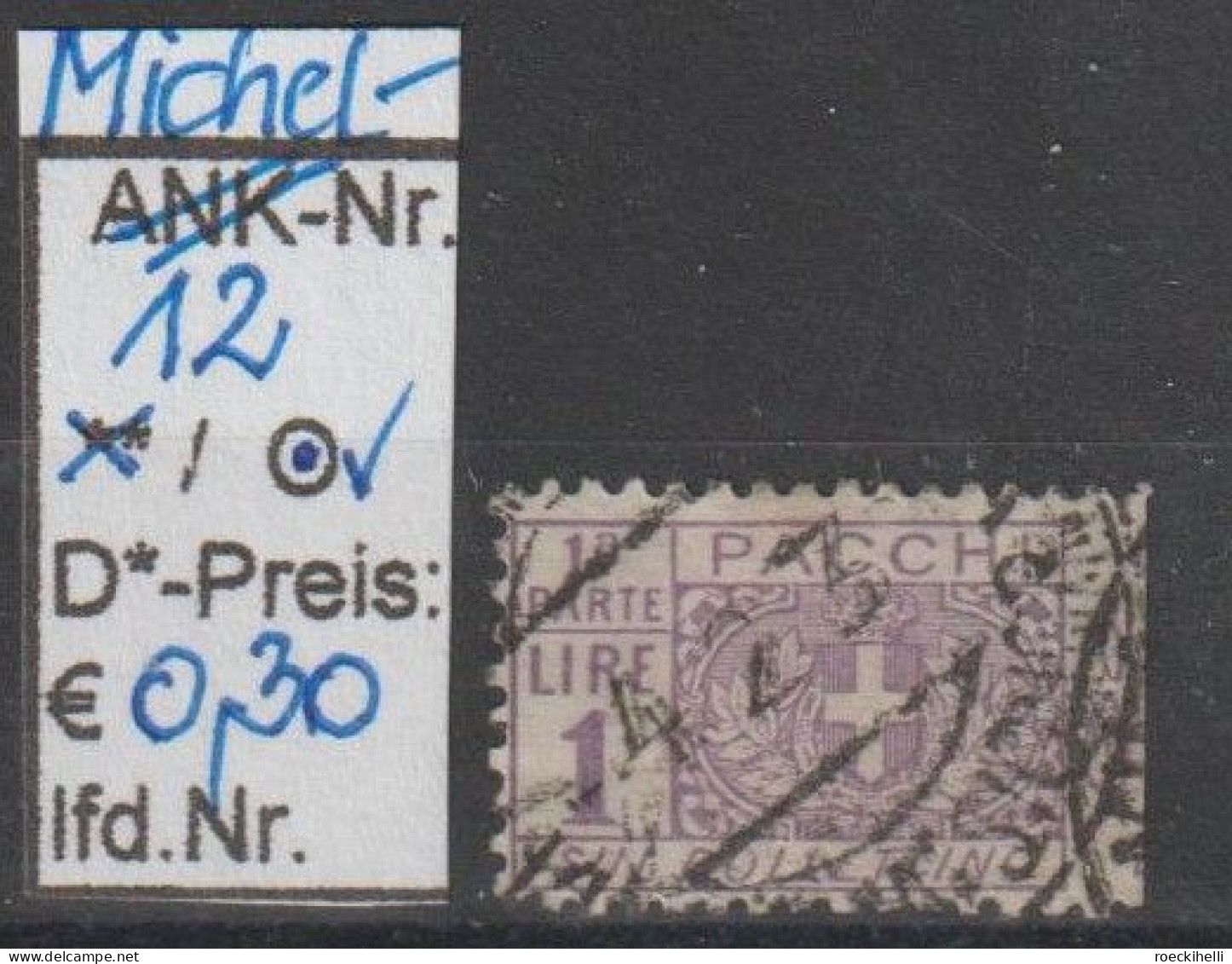 1914 - ITALIEN - Paketmarken "Wappen U. Wertziffer" 1 L Violett - O Gestempelt - S.Scan (it 12o Paket) - Postal Parcels
